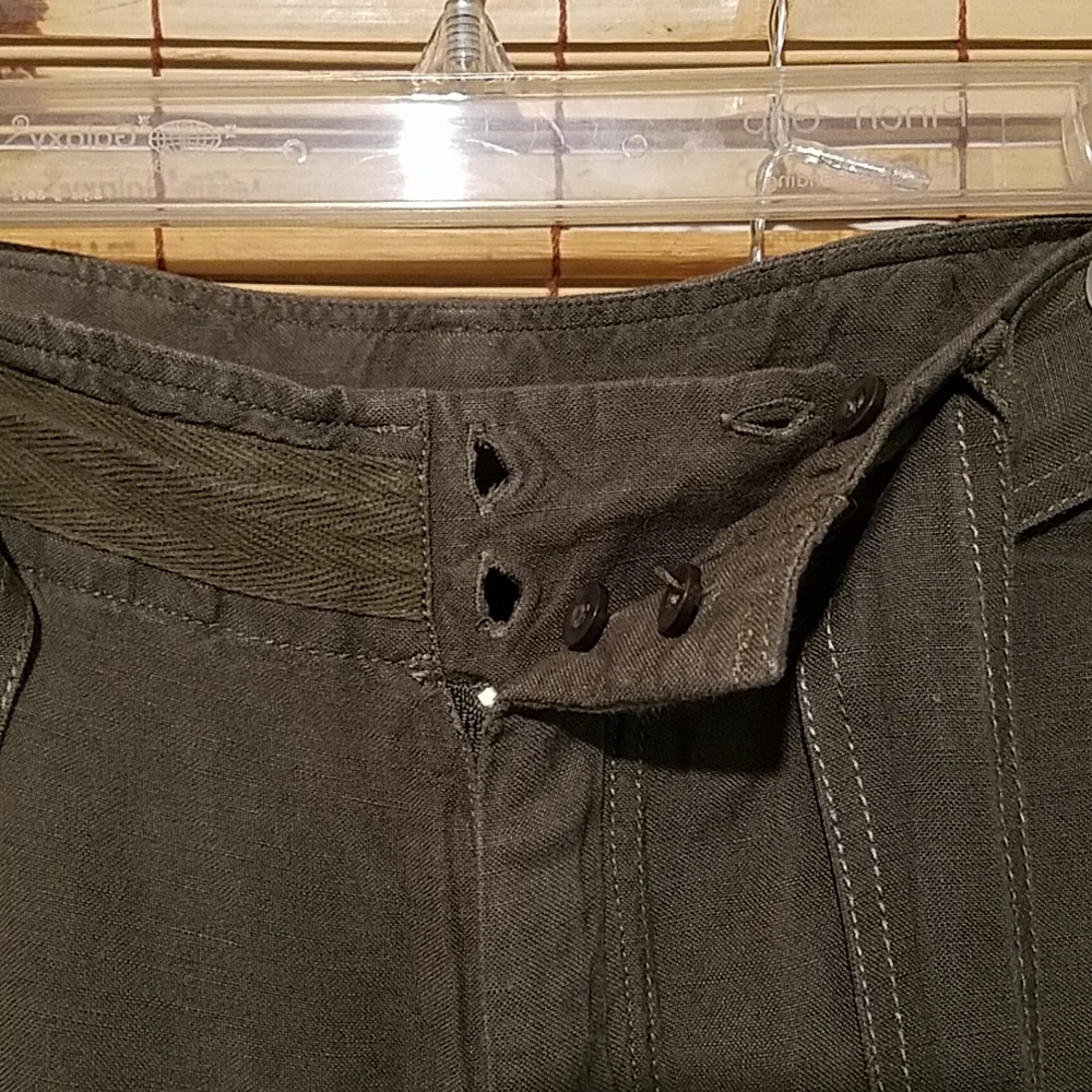 Velvet Heart Dark Green Linen Belted Women's Pant Size Small - Picture 3 of 5